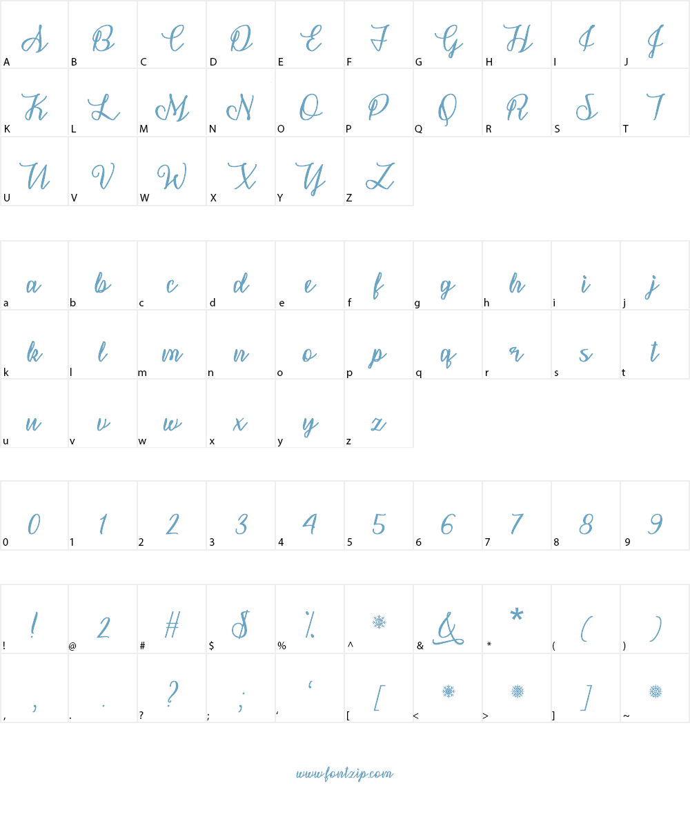 Snowflake Calligraphy Font Character